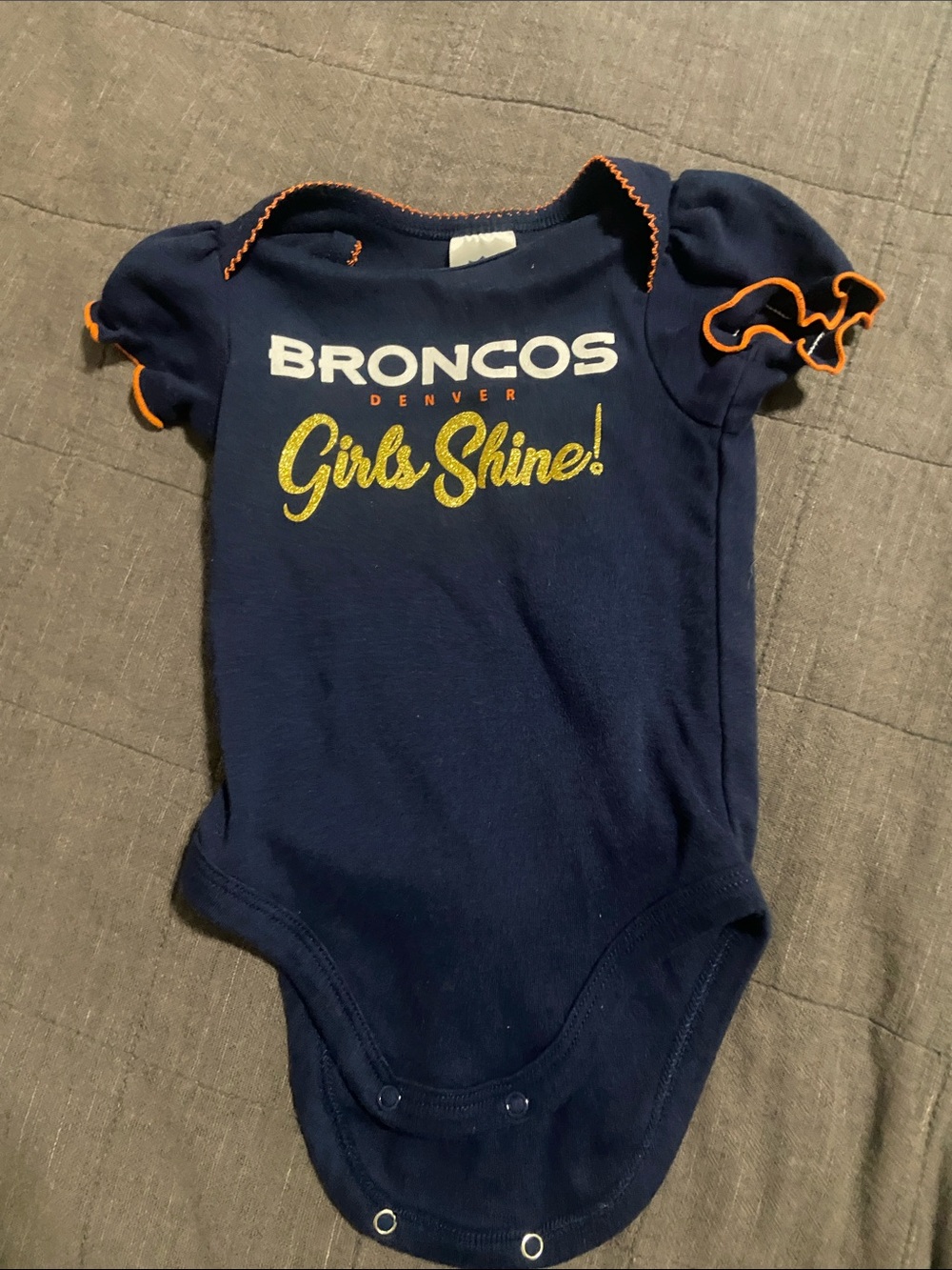 NFL Denver Broncos Navy and Orange Girls One-Piece Bodysuit 0-3 months
